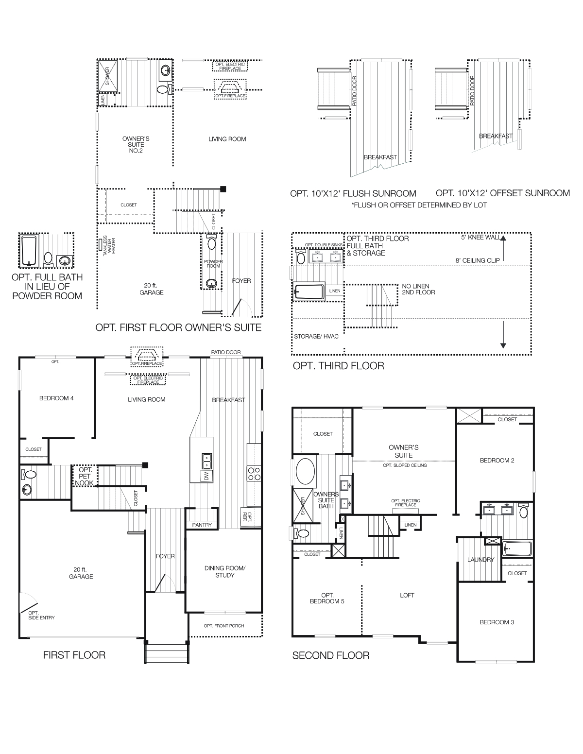 The Elmsted-WEB-010825 2D black & white image of Elmsted 4 or 5 bedroom 2.5 - 3.5 bath floor plan by Boyd Homes.